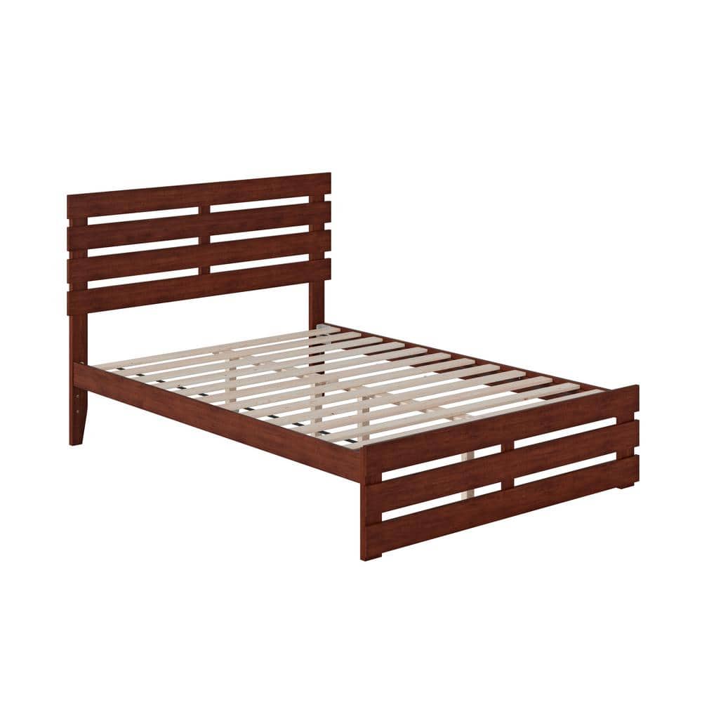Walnut Full Wood Bed Frame with Headboard and Slats