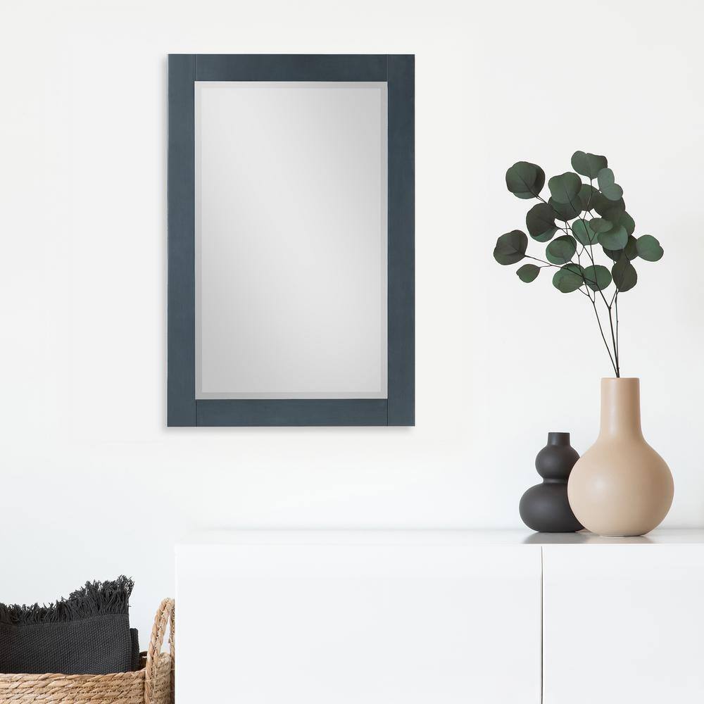 Classical Blue Rectangular Wood Bathroom Vanity Mirror