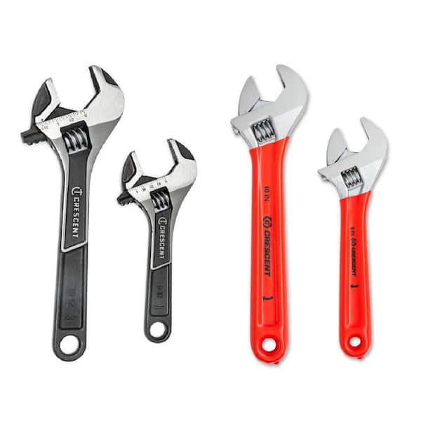 Crescent 6 in. and 10 in. Wide and Normal Jaw Adjustable Wrench Set (4