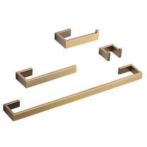 4-Piece Wall Mounted Bath Hardware Set Included Mounting Hardware in Brushed Gold