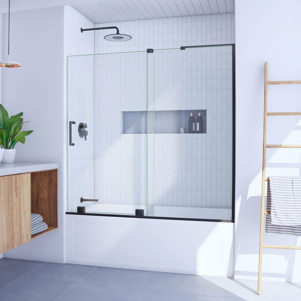 DreamLine Mirage-X 60 in. W x 58 in. H . Sliding Frameless Tub Door in ...