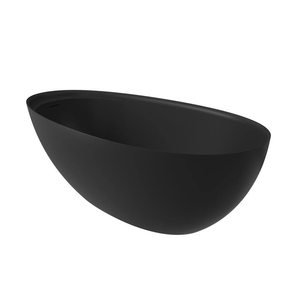 Matte Black 67'' Freestanding Oval Soaking Bathtub