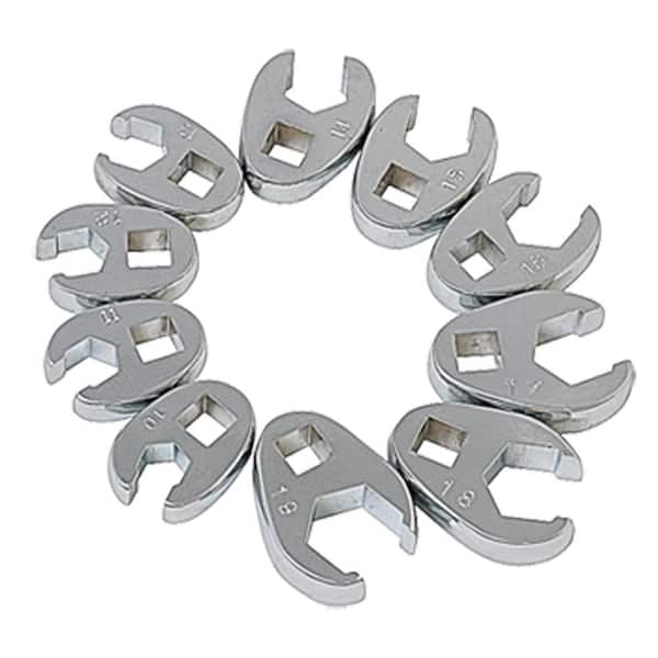 SUNEX TOOLS 3/8 in. Drive Metric Crowfoot Flare Nut Wrench Set (10-Piece)