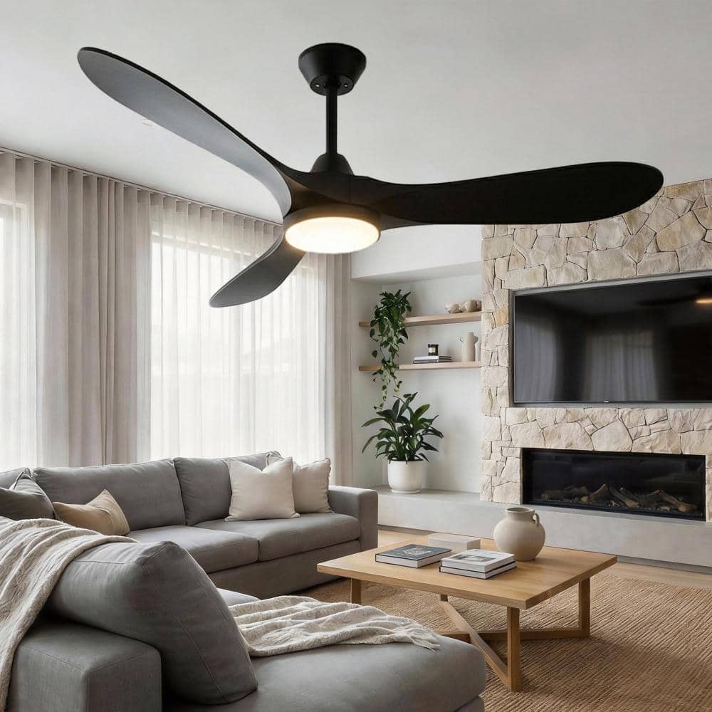 52 in. Black Roomratv Ceiling Fan with Light and Remote Control Quiet Noiseless Reversible DC Motor,6 Speeds,Timers price history on PriceWatchPro