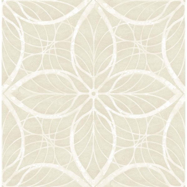 Seabrook Designs Patina Lattice Metallic Pearl and Off-White Geometric Paper Strippable Roll (Covers 56.05 sq. ft.)