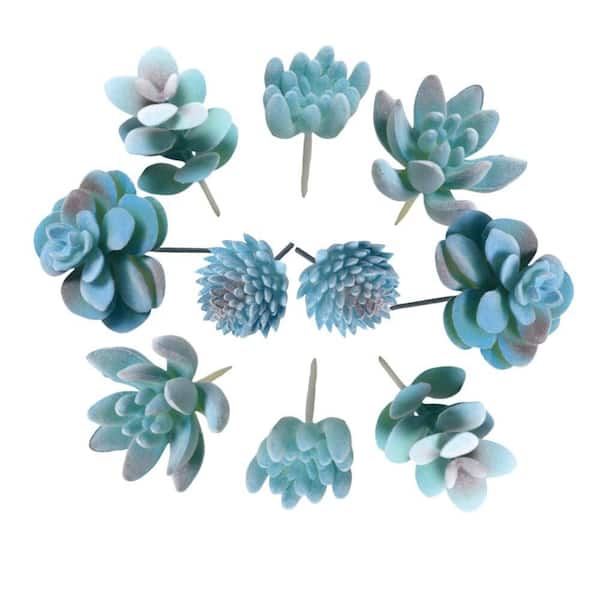 Unbranded 10 Piece Blue Artificial Succulent Plant Pack Indoor Outdoor  Plastic Mini Realistic Faux Plants for Home Garden Decor 59D0303AB50