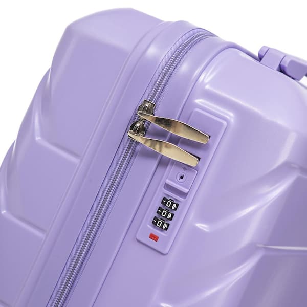 LIVACA 2-Piece Blue+Purple ABS Plastic Hardside Spinner Luggage