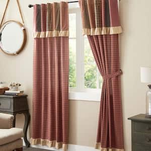 Maisie 40 in W x 84 in L Patch Valance Light Filtering Rod Pocket Window Panel Burgundy Tan Black Pair