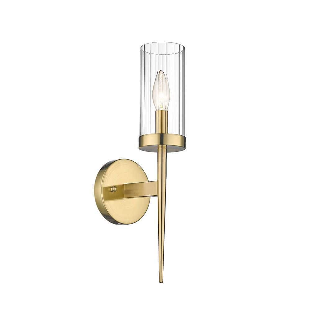 Elegant Gold Metal Wall Sconce with Clear Glass Shade