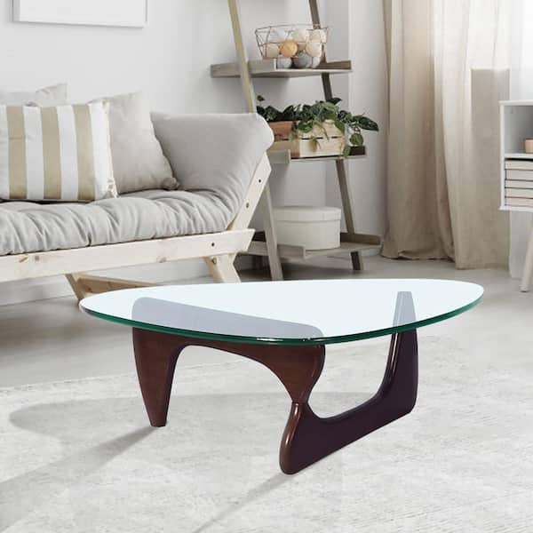 Triangle glass store top coffee table