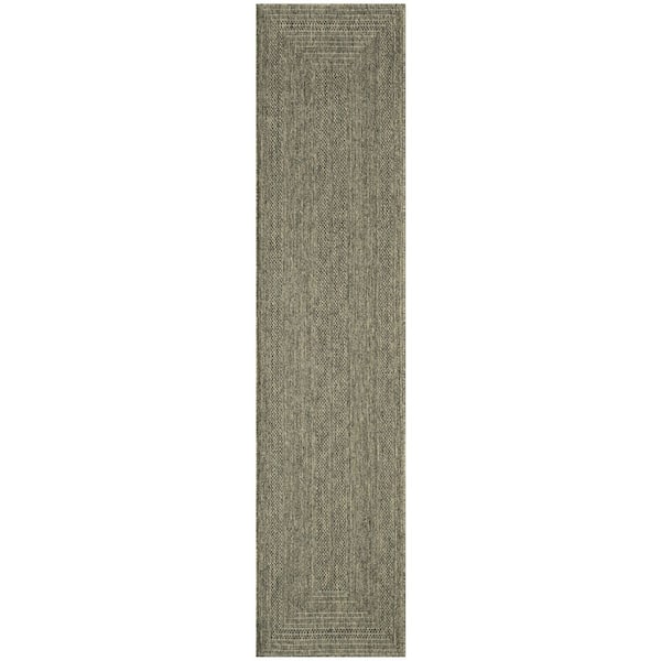 Nourison Tulum Olive 2 ft. x 10 ft. Linear Contemporary Runner Area Rug