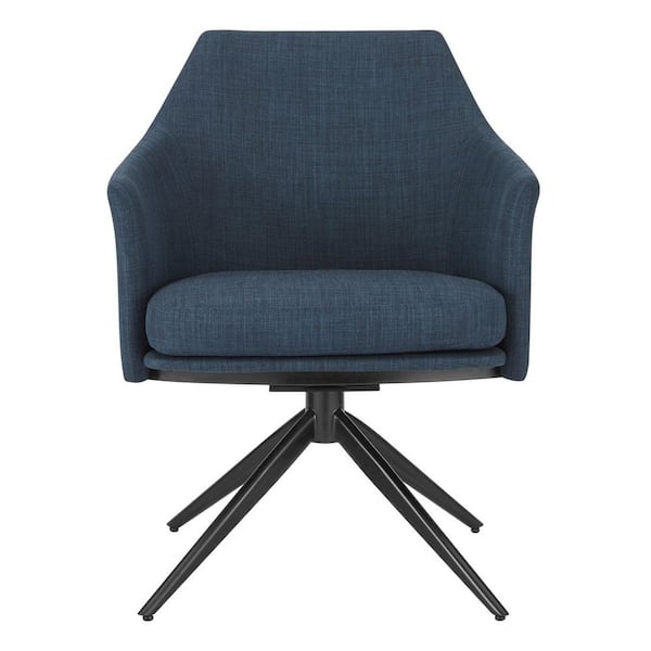 HomeRoots Amelia Blue Fabric Swivel & Cushioned Arm Chair