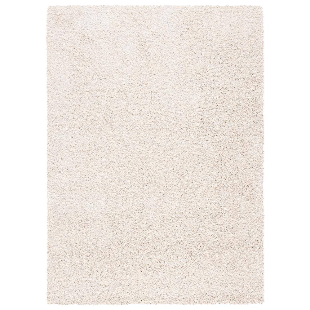Ivory Rectangular Synthetic Shag Rug - 3'x5'