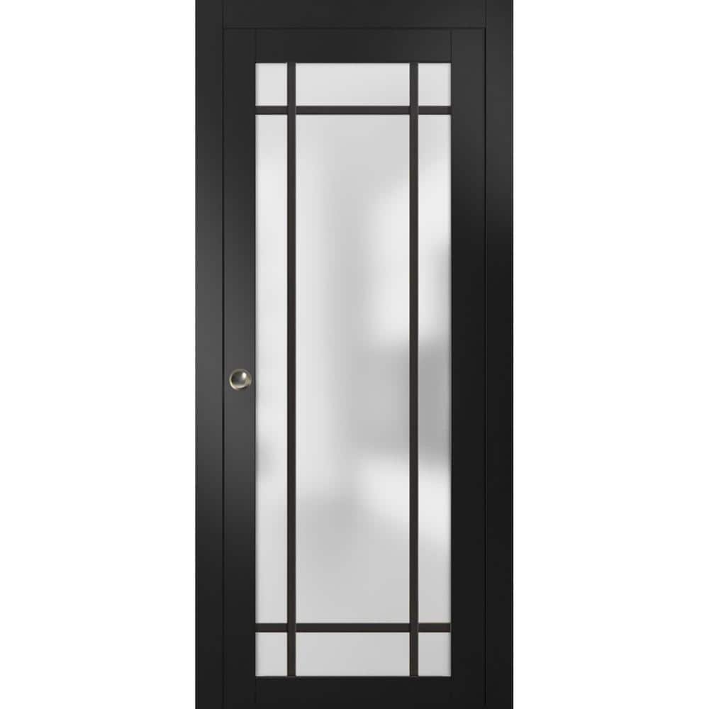 30 in. x 80 in. 1 Panel Black Matte Finished Solid Wood Sliding Door with Hardware price history on PriceWatchPro