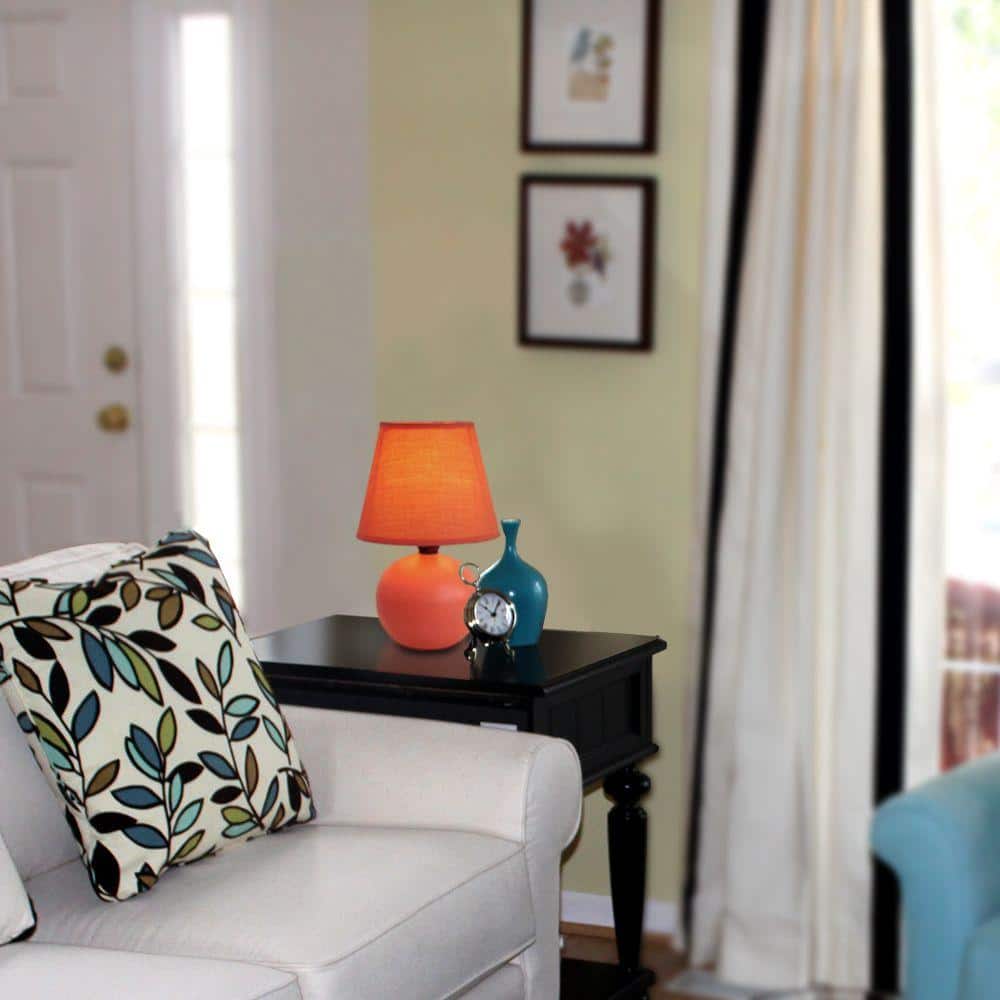 Mini Orange Ceramic Globe Table Lamp with Fabric Shade