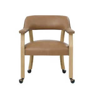 Rylie Camel Upholstered Arm Chair with Casters