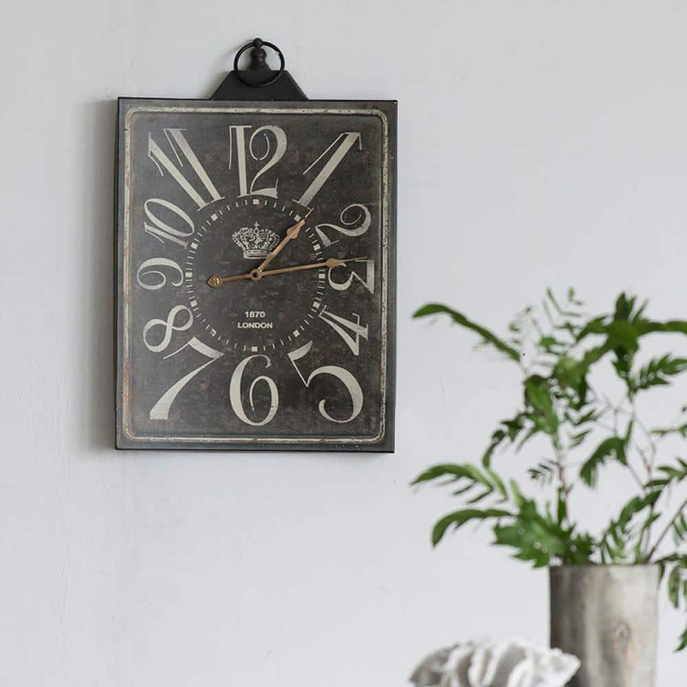 Contemporary Large Vintage-Styled Black Rectangular Wall