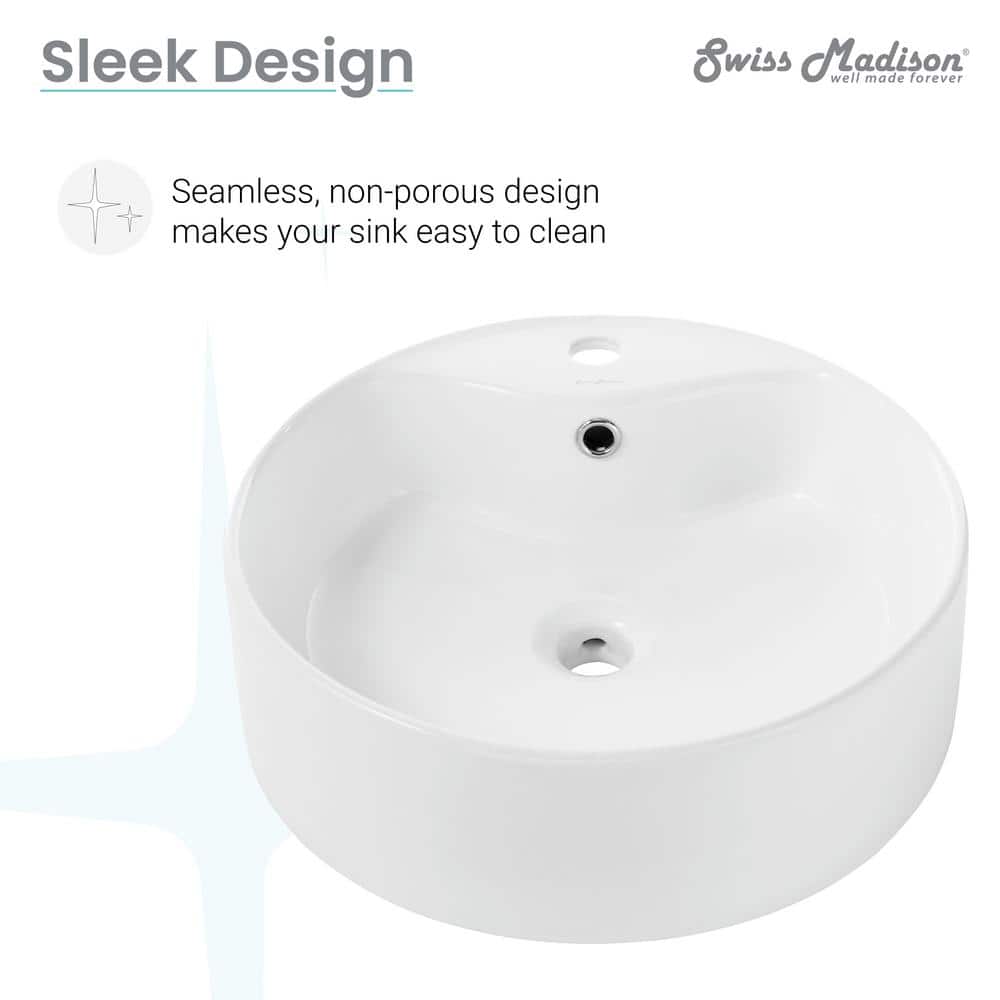 Monaco White Ceramic Round Vessel Sink with Faucet Mount