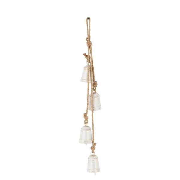 Litton Lane White Metal Cluster Cluster Decorative Bells with Jute Hanging Rope