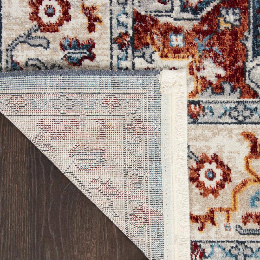 Geneva Medallion Fringe Edge Blue and Grey Transitional Rug