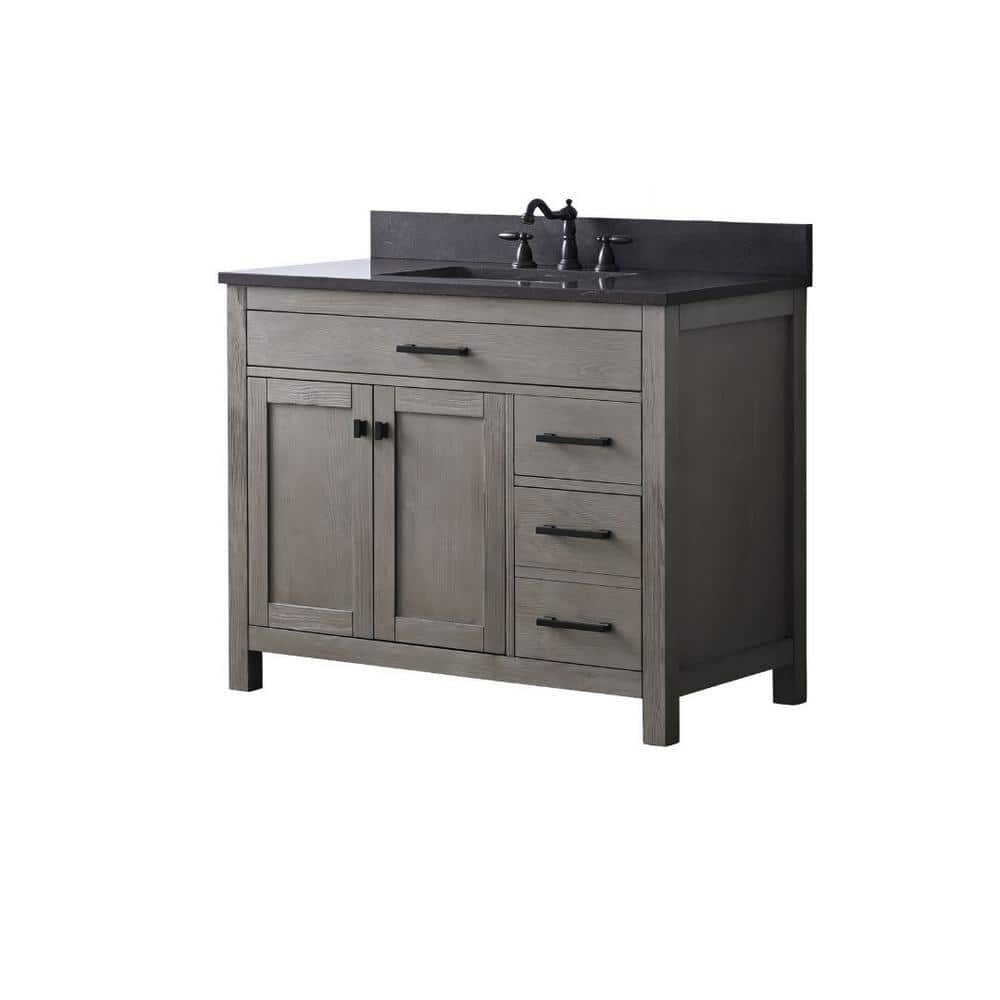 Textured Gray 42'' Single Vanity with Blue Limestone Top