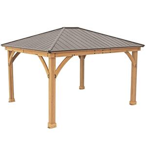 12 ft. x 14 ft. Meridian Cedar Gazebo with weather and rust resistant Coffee Brown Aluminum Roof