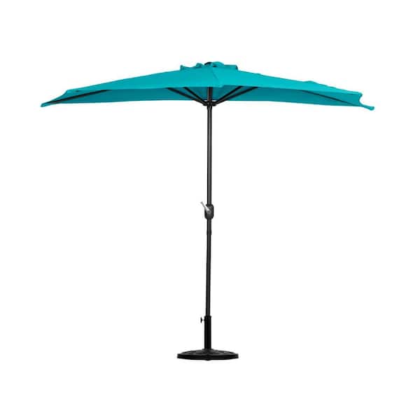 WESTIN OUTDOOR Peru 9 ft. Market Half Patio Umbrella in Turquoise with Base Included
