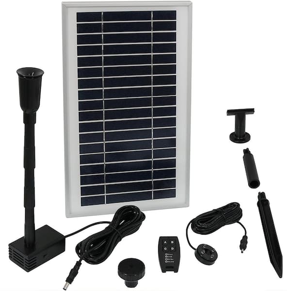 Sunnydaze Decor 55 in. Lift 105 GPH Solar Pump Kit with Battery Pack and Remote Control