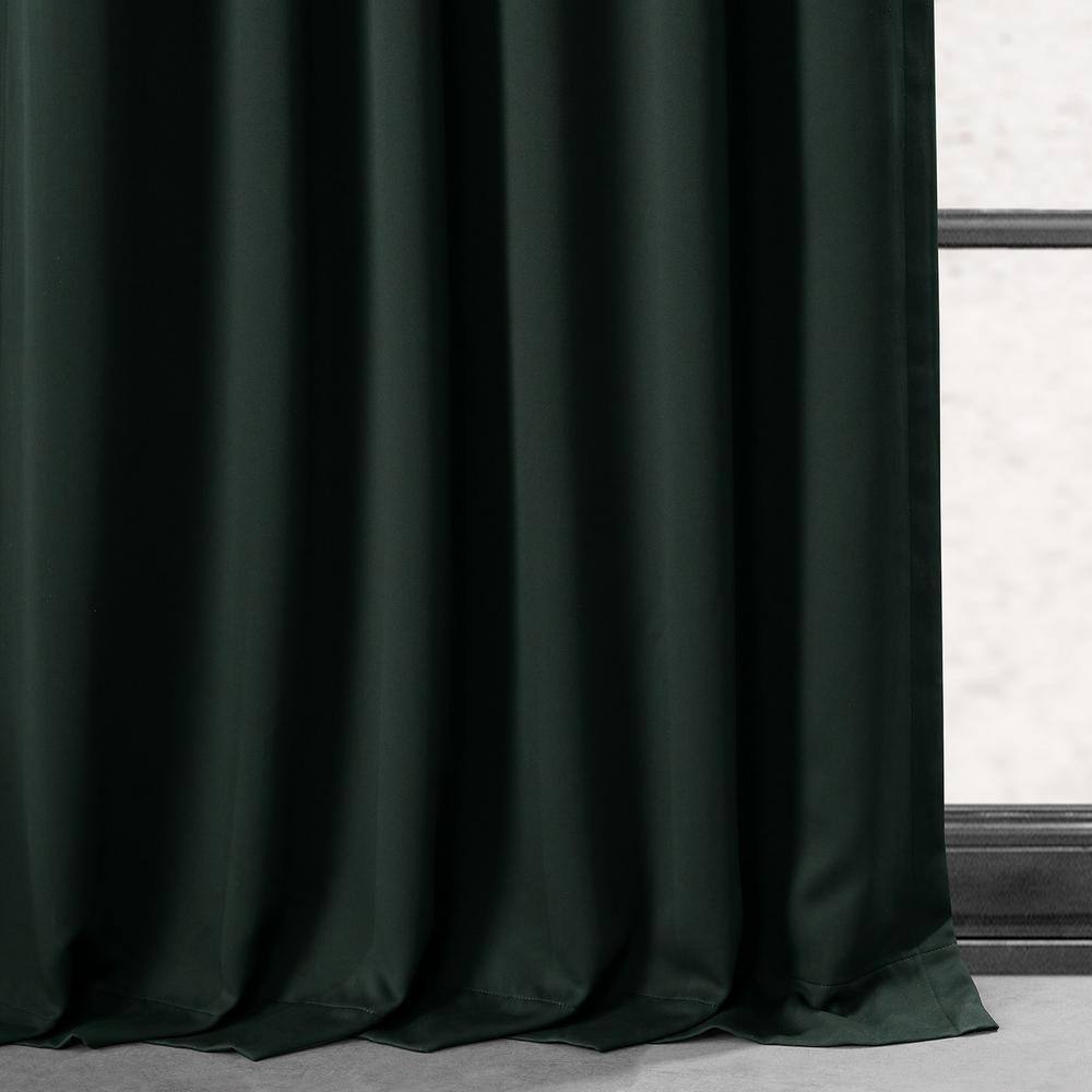 Dark Mallard Polyester Blackout Puddle Length Curtain Panel