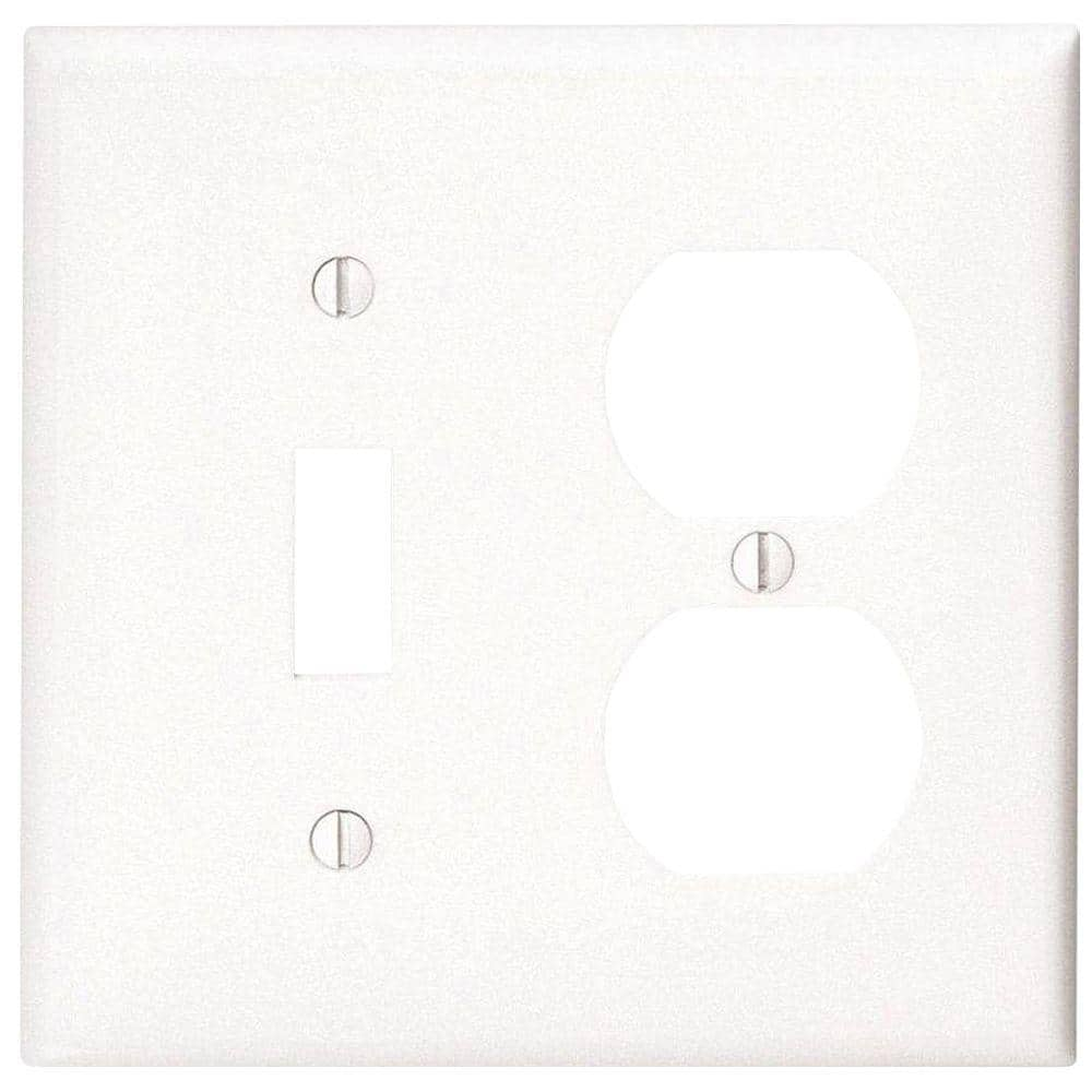 UPC 078477772973 product image for 2-Gang White 1-Toggle / 1-Duplex Outlet/Receptacle Plastic Standard Wall Plate ( | upcitemdb.com