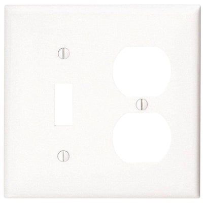 White 2-Gang 1-Toggle/1-Decorator/Rocker Wall Plate (1-Pack)