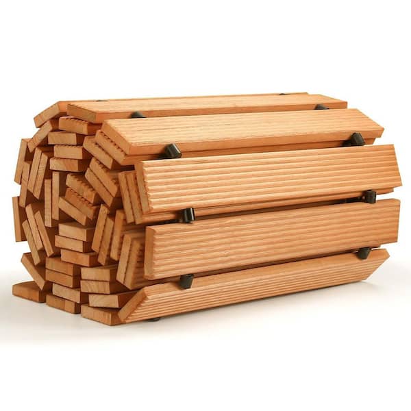 11.5 ft. Natural Sycamore Wooden Garden Pathway Roll-Out Design Non-Slip Weather-Resistant Outdoor Walkway