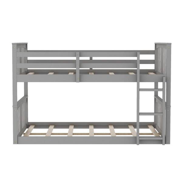 HomeRoots Amelia Gray Wood Frame Full Platform Bed with Ladder