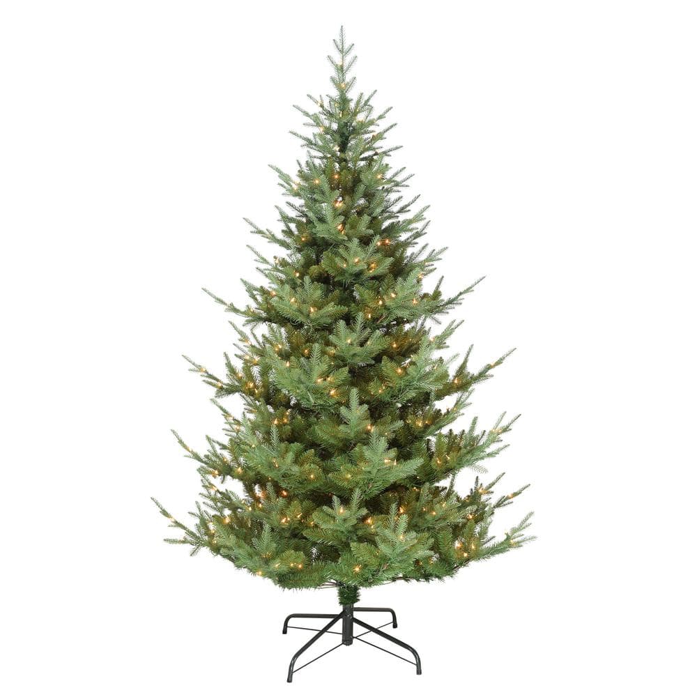 Puleo International Pre-Lit 7.5 ft. Hillside Spruce Artificial Christmas Tree with 450 Lights, Green