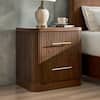 JAYDEN CREATION Emiliana Walnut 2-Drawer 26.25 in. W Nightstand with Built-in Integrated Charging Station NSGG1445-WAL