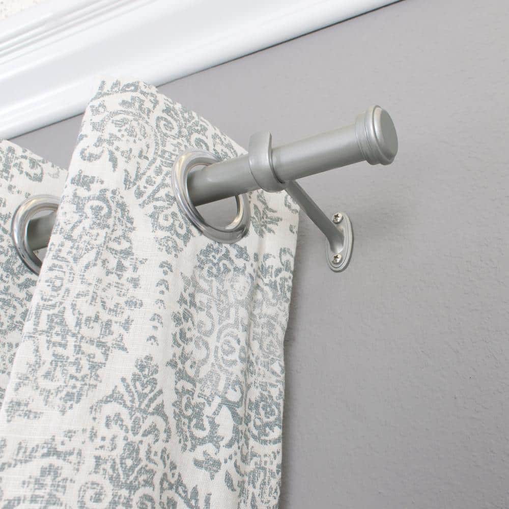 Nickel Adjustable Single Curtain Rod with Finial, 36-72 Inches