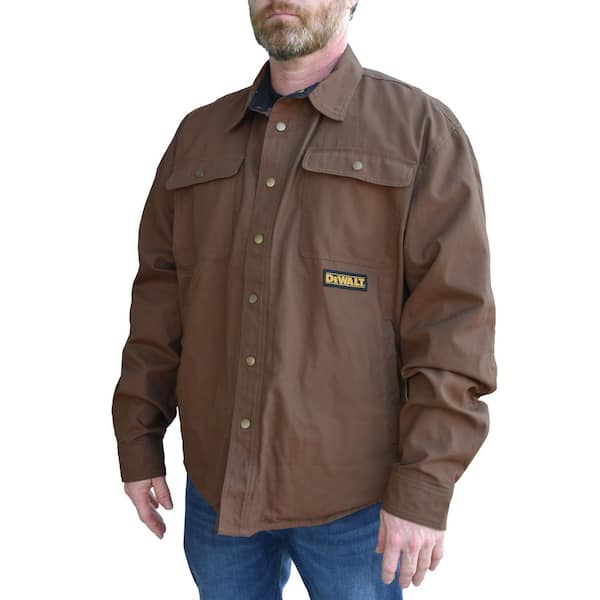 DEWALT Men's Small Heavy Duty Shirt 20-Volt MAX XR Lithium-Ion Tobacco Shirt Jacket Kit with 2.0 Ah Battery and Charger