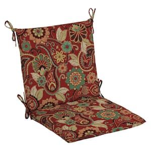 20 in. x 20 in. Outdoor Mid Back Dining Chair Cushion in Chili Paisley