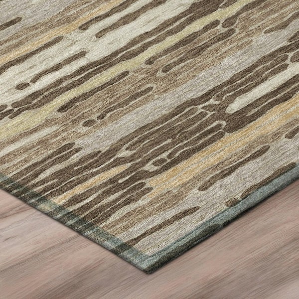 Chantille Machine Washable Indoor/Outdoor Abstract ACN3114 Chocolate 9 ft. x 12 ft. Area Rug