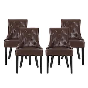 Will Dark Brown Tufted Faux Leather Dining Chair (Set of 4)