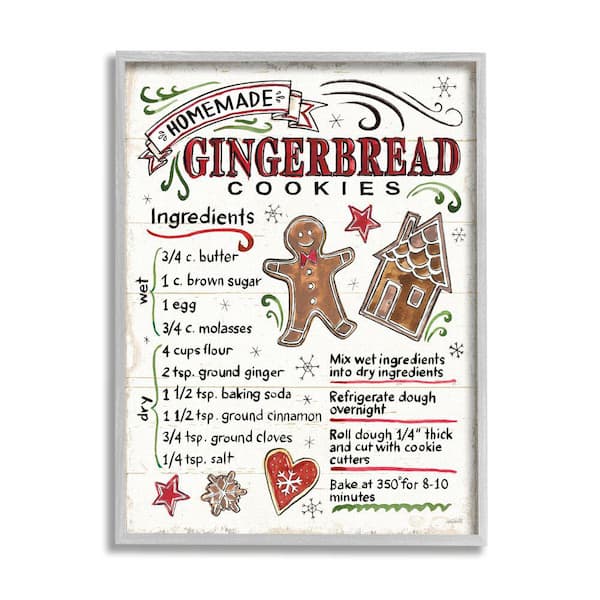 Stupell Industries Gingerbread Cookies Cooking Instructions By Anne Tavoletti Framed Print Abstract Texturized Art 16 in. x 20 in.