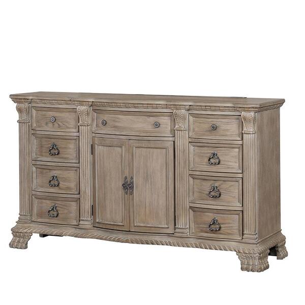 William's Home Furnishing 9 -Drawers 66 in. H x 18.5 in. W x 66 in. D Montgomery Rustic natural Dresser