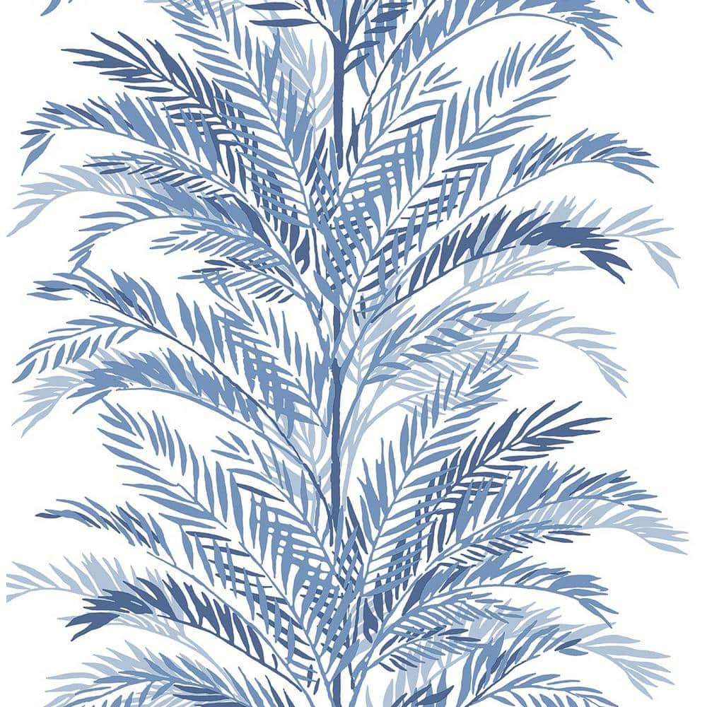 Coastal Blue Keana Palm Peel and Stick Vinyl Wallpaper Roll