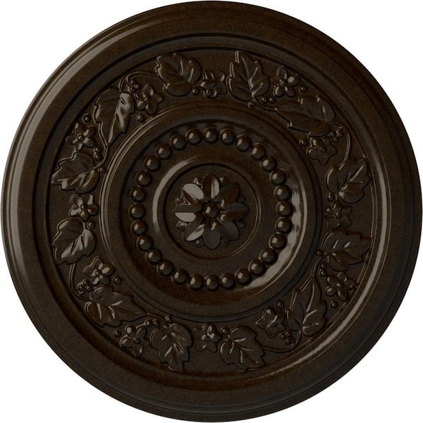 Ekena Millwork 16-1/8 in. x 5/8 in. Marseille Urethane Ceiling Medallion (Fits Canopies upto 4-1/4 in.), Bronze