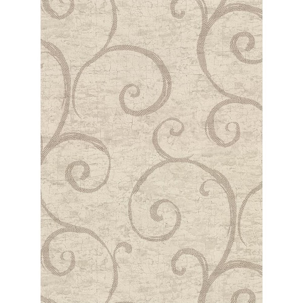 Warner Newbury Taupe Geometric Faux Plaster Taupe Wallpaper Sample
