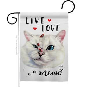 13 in. x 18.5 in. Live Love Meow Animals Double-Sided Garden Flag Animals Decorative Vertical Flags