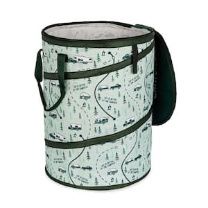 Campsite Pop Up Utility Container with Liner and Zipper Close, Map Design