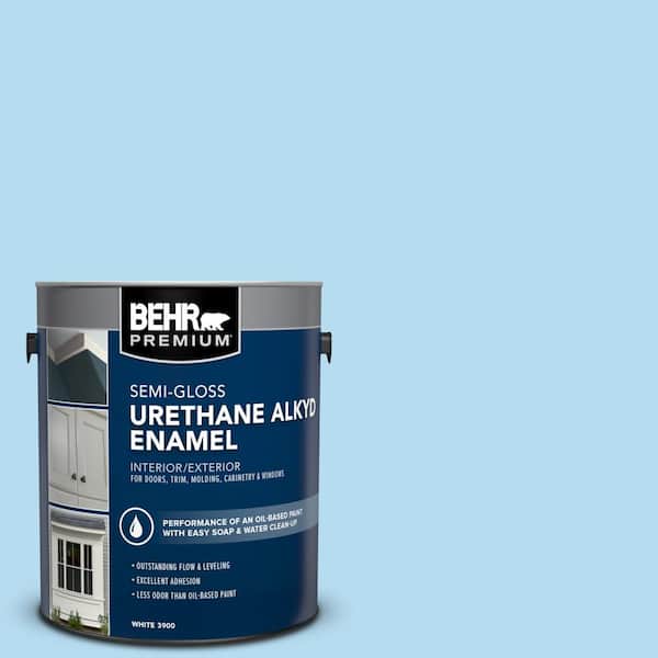 BEHR PREMIUM 1 gal. #P500-2 Seashore Dreams Urethane Alkyd Semi-Gloss Enamel Interior/Exterior Paint