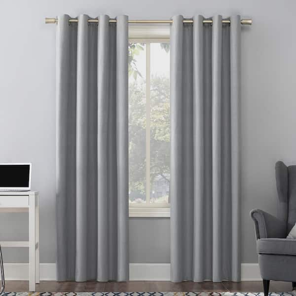 Sun Zero Duran Silver Gray Polyester Solid 50 in. W x 84 in. L Noise Cancelling Grommet Blackout Curtain (Single Panel)