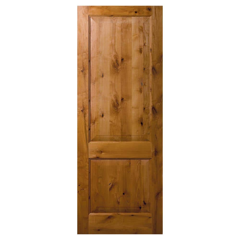 32 in. x 96 in. 2 Panel Square Top Universal Unfinished Knotty Alder Wood Front Door Slab with Ovolo Sticking price history on PriceWatchPro